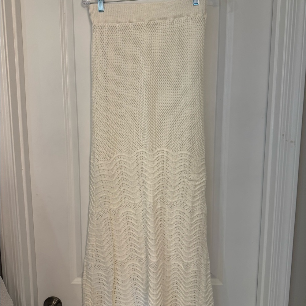12th Tribe Ivory Knit A-Line Skirt
